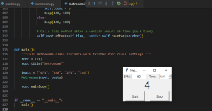 python 파이썬으로 메트로놈 구현하는 화면