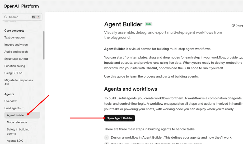 OpenAI API Agent Builder 이미지